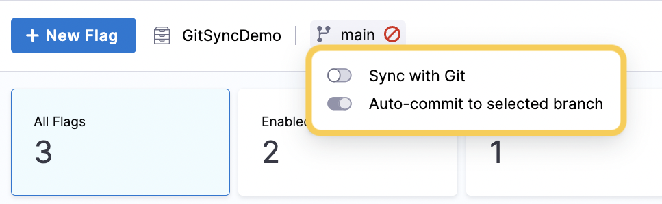 Sync with Git turned off