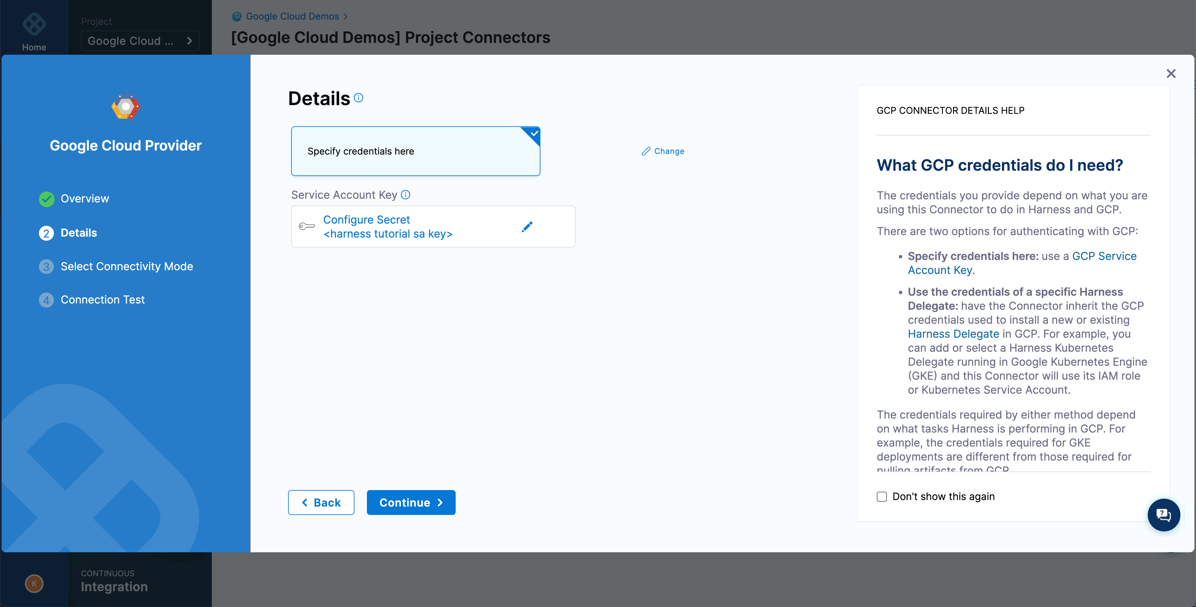 GCP Connector Credentials